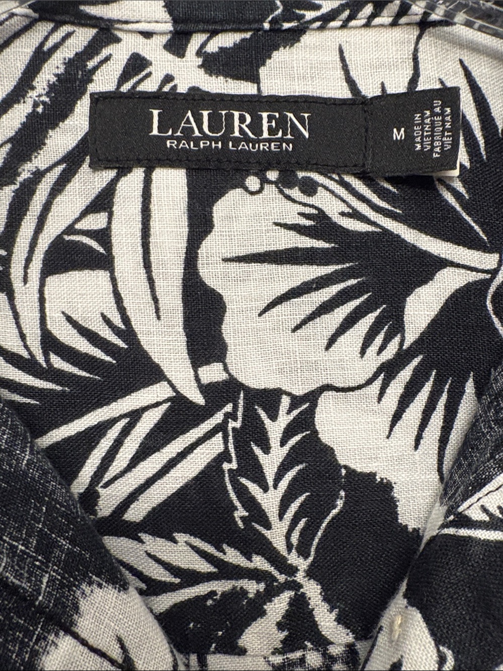 Lauren/Ralph Lauren Black & White Tropical Print Shirt - Picture 2 of 8